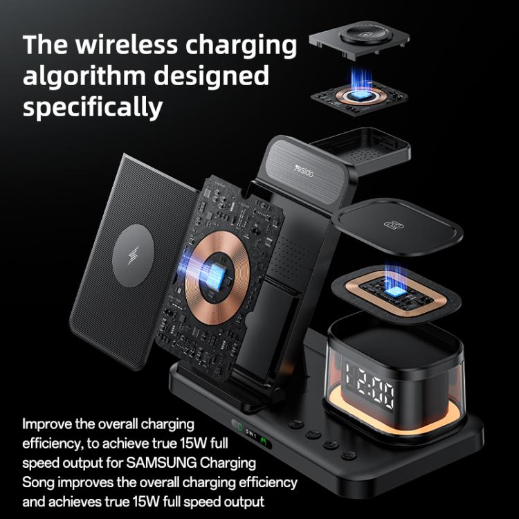 Yesido DS23 5-in-1 Multifunction Watch Wireless Fast Charging Station for Samsung Phones, Watches and Earphones