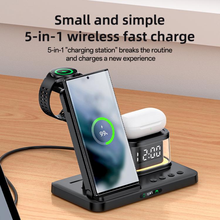 Yesido DS23 5-in-1 Multifunction Watch Wireless Fast Charging Station for Samsung Phones, Watches and Earphones